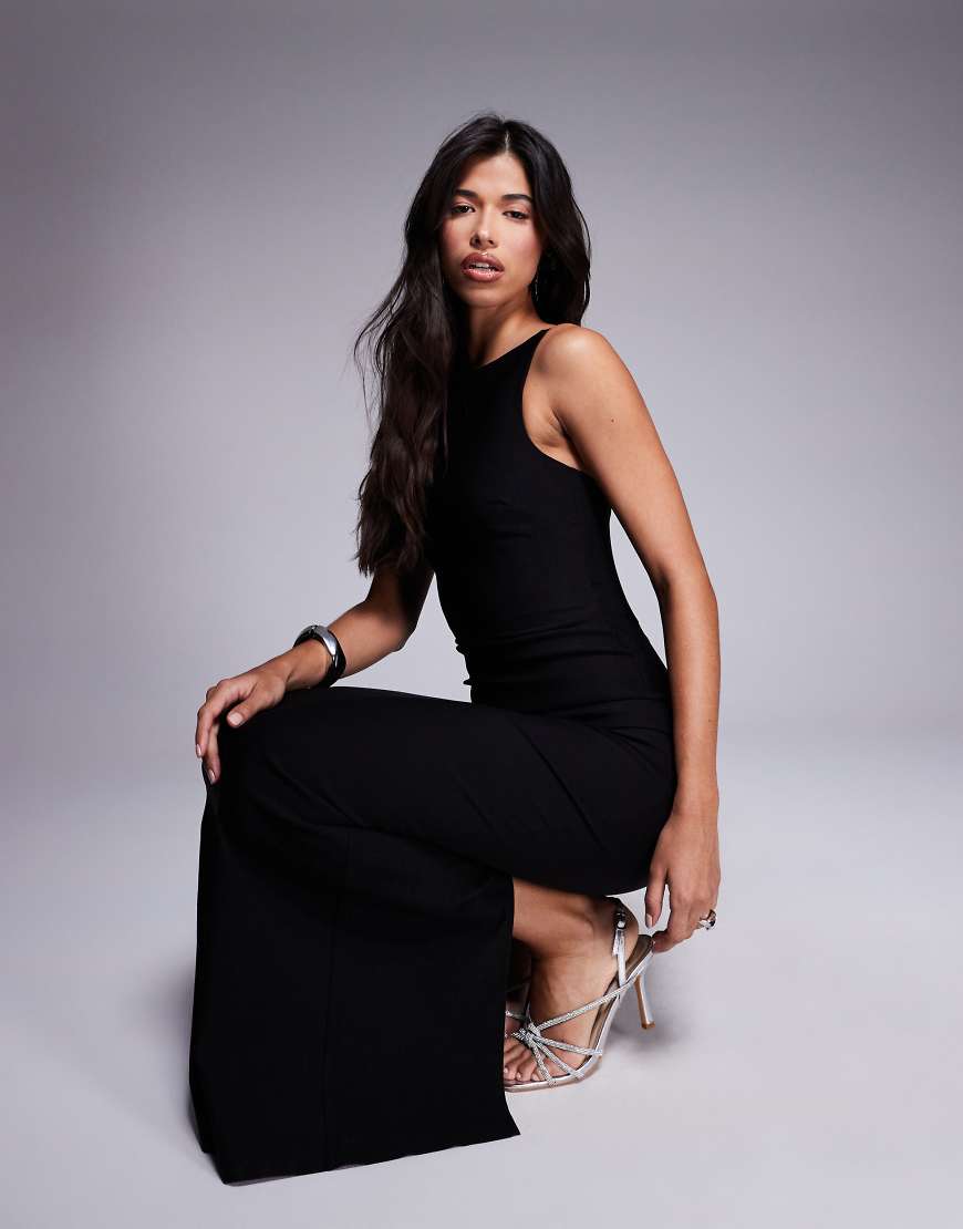 Vesper - Hochgeschlossenes Maxikleid aus Bengaline in Schwarz mit Rückenausschnitt Vesper - Hochgeschlossenes Maxikleid aus Bengaline in Schwarz mit Rückenausschnitt von Vesper