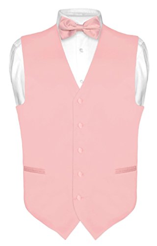 Herren Kleid, Weste und Fliege, einfarbig, Altrosa - Pink - X-Large von Vesuvio Napoli
