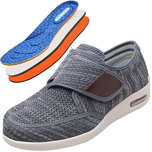 Slip On Loafer Sandalen Herren Rehaschuhe Klettverschluss Verbandsschuhe Damen Orthopädische Hausschuhe Weit Diabetiker Schuhe Gesundheitsschuhe Therapieschuhe(Color:Dark Gray,Size:38 EU) von Vesxes