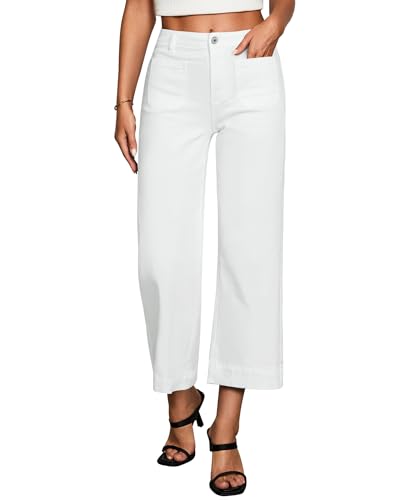 Vetinee Jeans Weites Bein Damen Jeans Schlaghose Damen Creme Weiß Größe Large Passt EU Größe 42 bis EU Größe 44 Vetinee Jeans Weites Bein Damen Jeans Schlaghose Damen Creme Weiß Größe Large Passt EU Größe 42 bis EU Größe 44 von Vetinee