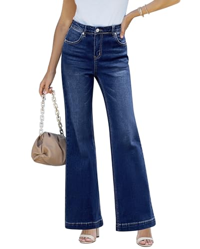Vetinee Schlaghose Damen Jeans Wide Leg Baggy Bootcut High Waist Mit Weitem Bein Indigo Himmelblau Größe X-Small Passend für EU Größe 30 bis 32 Vetinee Schlaghose Damen Jeans Wide Leg Baggy Bootcut High Waist Mit Weitem Bein Indigo Himmelblau Größe X-Small Passend für EU Größe 30 bis 32 von Vetinee
