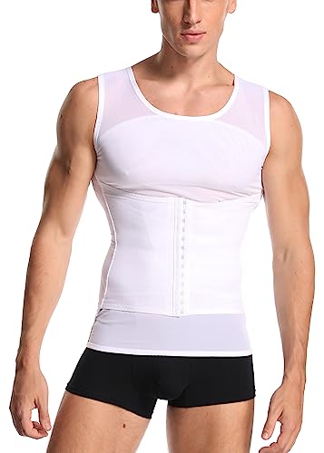 Herren Kompression Tank Top Bauch Kontrolle Shapewear Vest Abnehmen Körper Shaper Unterhemden Taille Trainer（M-White） von Vevarble