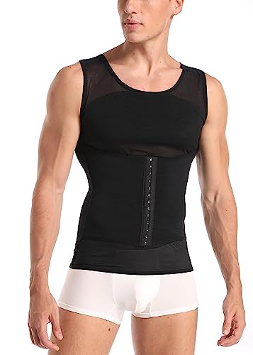 Herren Kompression Tank Top Bauch Kontrolle Shapewear Vest Abnehmen Körper Shaper Unterhemden Taille Trainer（XL-Black） von Vevarble