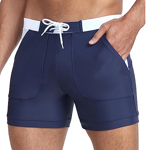 Vevarble Herren Badehose Schnell trocknende Bademode Shorts Beach Boardshorts Kordelzug Sport Boxershorts Stretchy Badeanzüge mit Taschen(XL-ZQ) von Vevarble