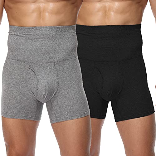 Vevarble Herren Boxershorts Baumwolle Unterhose Hohe Taille Figurformende Bauchweg Männer Boxer Sportunterwäsche Retroshorts G/XXL von Vevarble