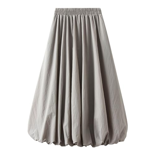 Langer Rock Damen Maxirock Sommer Elegant Laternenrock Solide Elastische Taille A-Linie Ballonrock Lässige Aesthetic Streetwear Langer Rock Damen Maxirock Sommer Elegant Laternenrock Solide Elastische Taille A-Linie Ballonrock Lässige Aesthetic Streetwear von Vhersily