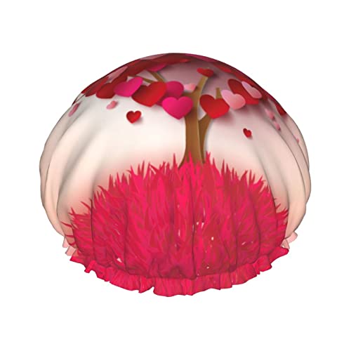 Duschhaube, Herz-Baum-Motiv, Badekappe, wasserdicht, wiederverwendbar, Duschhut für Damen und Herren, Haar-Badekappen Duschhaube, Herz-Baum-Motiv, Badekappe, wasserdicht, wiederverwendbar, Duschhut für Damen und Herren, Haar-Badekappen von VhoMes