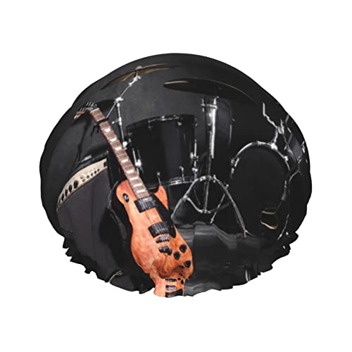 Duschhaube, Musikinstrument, Gitarre, bedruckt, Badekappe, wasserdicht, wiederverwendbar, Duschhut für Damen und Herren, Haar-Badekappen von VhoMes