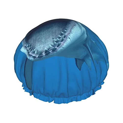 Duschhaube, großer weißer Hai, bedruckt, Badekappe, wasserdicht, wiederverwendbar, Duschhut für Damen und Herren, Haar-Badekappen Duschhaube, großer weißer Hai, bedruckt, Badekappe, wasserdicht, wiederverwendbar, Duschhut für Damen und Herren, Haar-Badekappen von VhoMes