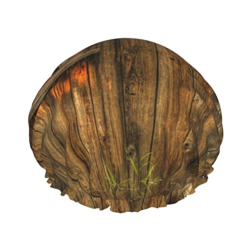 Duschhaube, rustikales Scheunentor, bedruckt, Badekappe, wasserdicht, wiederverwendbar, Duschhut für Damen und Herren, Haar-Badekappen Duschhaube, rustikales Scheunentor, bedruckt, Badekappe, wasserdicht, wiederverwendbar, Duschhut für Damen und Herren, Haar-Badekappen von VhoMes