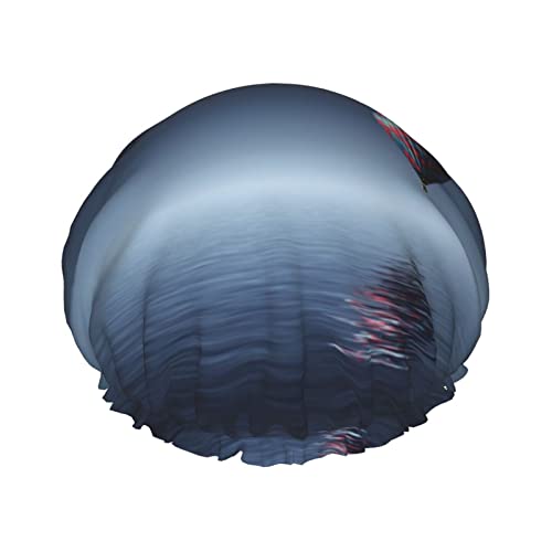 Duschhaube mit Aufschrift „Heißluftballon bei Nacht“, bedruckte Badekappe, wasserdicht, wiederverwendbar, Duschhut für Damen und Herren, Haar-Badekappen von VhoMes