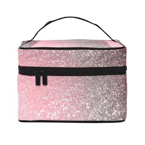 Make-up-Tasche, große Kosmetiktasche, tragbare Reisetasche, Leder, wasserdicht, für Damen und Mädchen,Roségold-Rosa-Glanz von VhoMes