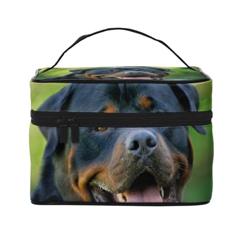 Make-up-Tasche, große Kosmetiktasche, tragbare Reisetasche, Leder, wasserdicht, für Damen und Mädchen,Rottweiler von VhoMes