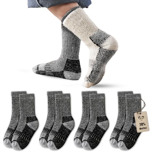 Vihir 4 Paar Merino Socken Kinder Jungen - Crew Merino Sportsocken Warme Wintersocken Dicke für Skifahren, Trekking, Wandern 22-26, 26-29, 39-34, 35-38 Vihir 4 Paar Merino Socken Kinder Jungen - Crew Merino Sportsocken Warme Wintersocken Dicke für Skifahren, Trekking, Wandern 22-26, 26-29, 39-34, 35-38 von Vihir