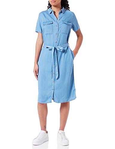 Vila Damen Vibista S/S Shirt Dress/Su - Noos Cargokleid, Medium Blue Denim, 36 EU von Vila