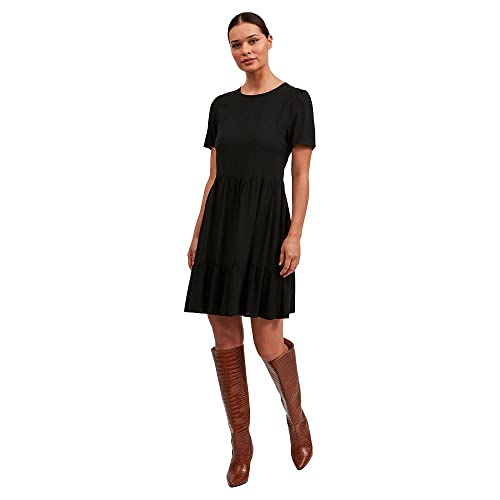 Vila Damen Vipaya S/S Dress / Su - Noos Stufenkleid, Black 2, 40 von Vila