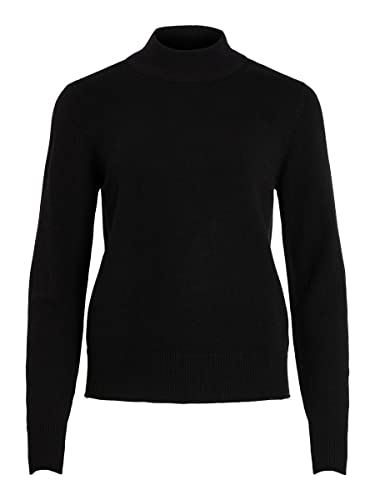 Vila Damen Viril Crewneck L/S Knit Top - Noos Pullover, Schwarz, XS EU von Vila