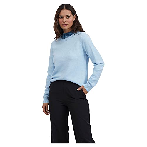 Vila Damen Strickpullover Rundhalsausschnitt O-Neck L/S Knit Top,Kentucky Blue/Detail:melange ,M Vila Damen Strickpullover Rundhalsausschnitt O-Neck L/S Knit Top,Kentucky Blue/Detail:melange ,M von Vila
