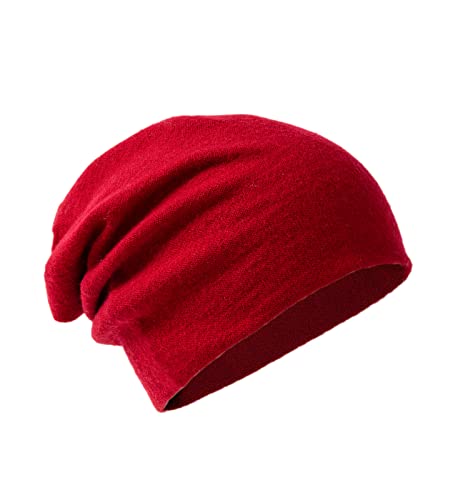 Villand 100% Merinowolle Mütze für Damen und Herren mit Geschenkbeutel, doppellagige Skimütze, gestrickte Wollmütze für den Winter (Rot) von Villand