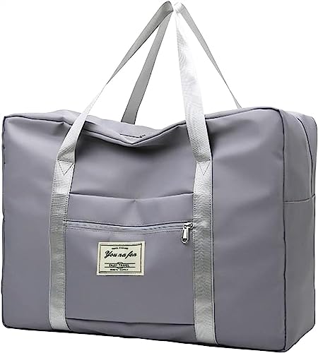 Faltbare Reisetasche, Tragetasche, Wochenend-Übernachtungstasche, Handgepäck for Damen und Herren, wasserdichte große Reisetasche, Sporttasche (Color : Gray, Size : L) von Vimlo