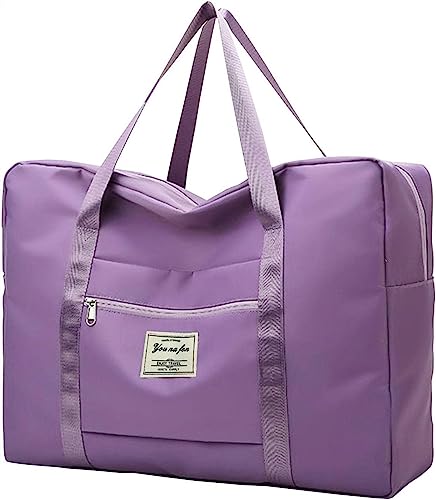 Faltbare Reisetasche, Tragetasche, Wochenend-Übernachtungstasche, Handgepäck for Damen und Herren, wasserdichte große Reisetasche, Sporttasche (Color : Purple, Size : L) von Vimlo