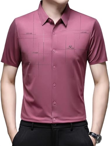 Gentclassic – Atmungsaktives Eisseiden-Stretch-Hemd for Herren, Anti-Falten-Business-Hemd aus Eisseide, schnell trocknendes Poloshirt(Color:Pink,Size:3XL) von Vimlo