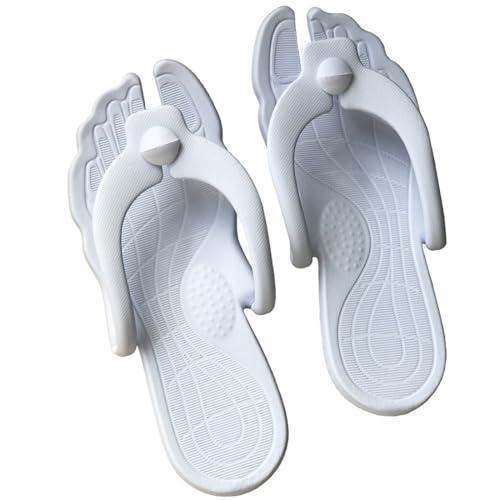 Reise-Flip-Flop for Damen und Herren, tragbare, faltbare Hausschuhe, weiche, bequeme, rutschfeste, faltbare Flip-Flops, schnell trocknende Haus-/Badezimmer-/Duschsandalen(Color:Light blue,Size:XS) von Vimlo