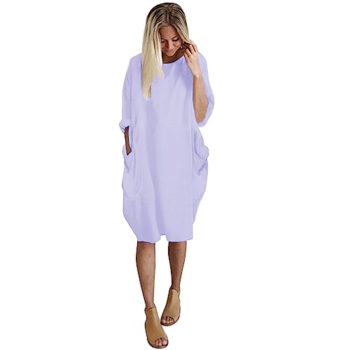 Vimoli Kleider Damen Einfarbig Rundhals Langarm Tunika Kleid Große Größe Oversize Pulloverkleid Blusenkleid Lässig Locker Sweatshirt Freizeitkleid Baggy Knielang Shirtkleid mit Taschen(B Blau,6XL) Vimoli Kleider Damen Einfarbig Rundhals Langarm Tunika Kleid Große Größe Oversize Pulloverkleid Blusenkleid Lässig Locker Sweatshirt Freizeitkleid Baggy Knielang Shirtkleid mit Taschen(B Blau,6XL) von Vimoli