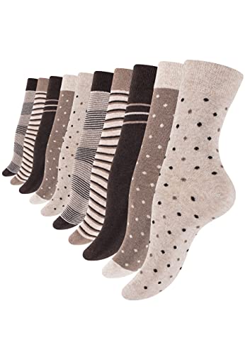 Vincent Creation 10 Paar Süsse Damensocken - Mädchensocken Baumwolle Dot´s and Stripes gepunktet und geringelt, braun/beige, Gr. 35-38 Vincent Creation 10 Paar Süsse Damensocken - Mädchensocken Baumwolle Dot´s and Stripes gepunktet und geringelt, braun/beige, Gr. 35-38 von Vincent Creation