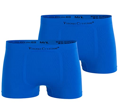 Vincent Creation 2er Pack Hochwertige Herren Seamless Boxershorts-Pant (M/L, blau/blau) von Vincent Creation