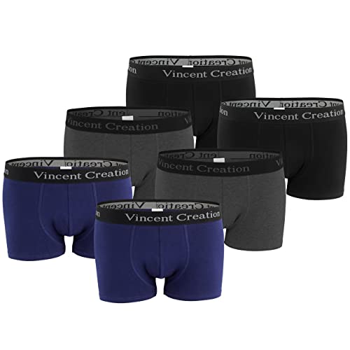 Vincent Creation 6er Pack Boxershorts, Boxer, Unterhose, Herren Retroshorts, Mix (schwarz/grau/Marine), Gr. XL von Vincent Creation