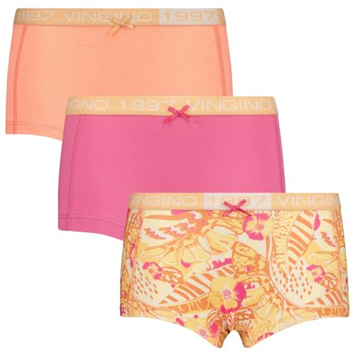 Vingino Girl's G-241-2 Leaf 3 Pack Underwear, Sunset Coral, M Years von Vingino