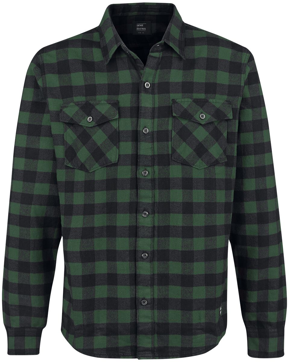 Vintage Industries Flanellhemd - Harley Shirt - 3XL - für Männer - Größe 3XL - grün/schwarz von Vintage Industries