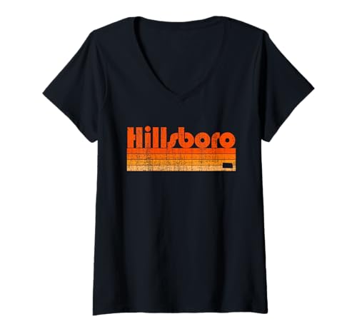 Damen Hillsboro, Kansas Retro 80er Jahre Stil T-Shirt mit V-Ausschnitt Damen Hillsboro, Kansas Retro 80er Jahre Stil T-Shirt mit V-Ausschnitt von Vintage Look Hillsboro, Kansas Souvenirs