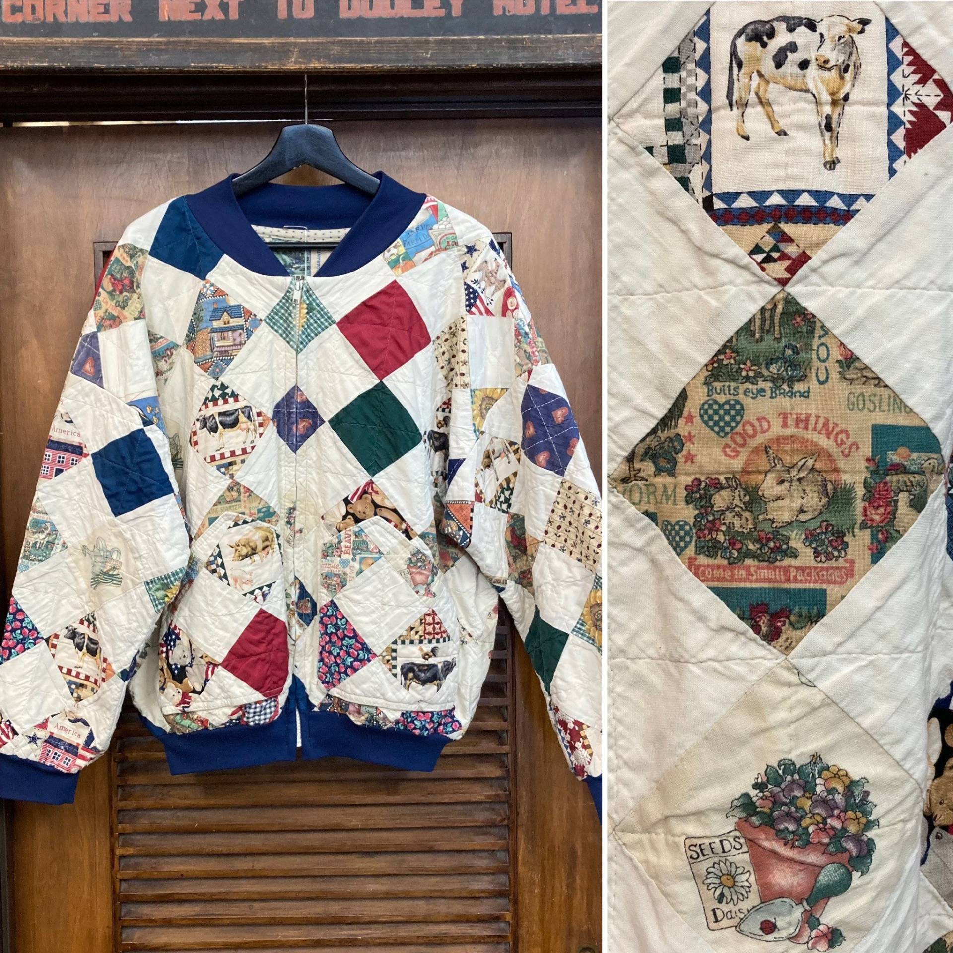 Vintage 1980Er Patchwork Bomber Quilt Jacke, 80Er Jacke, Quilt, Bomber, Kleidung von VintageOnHollywood