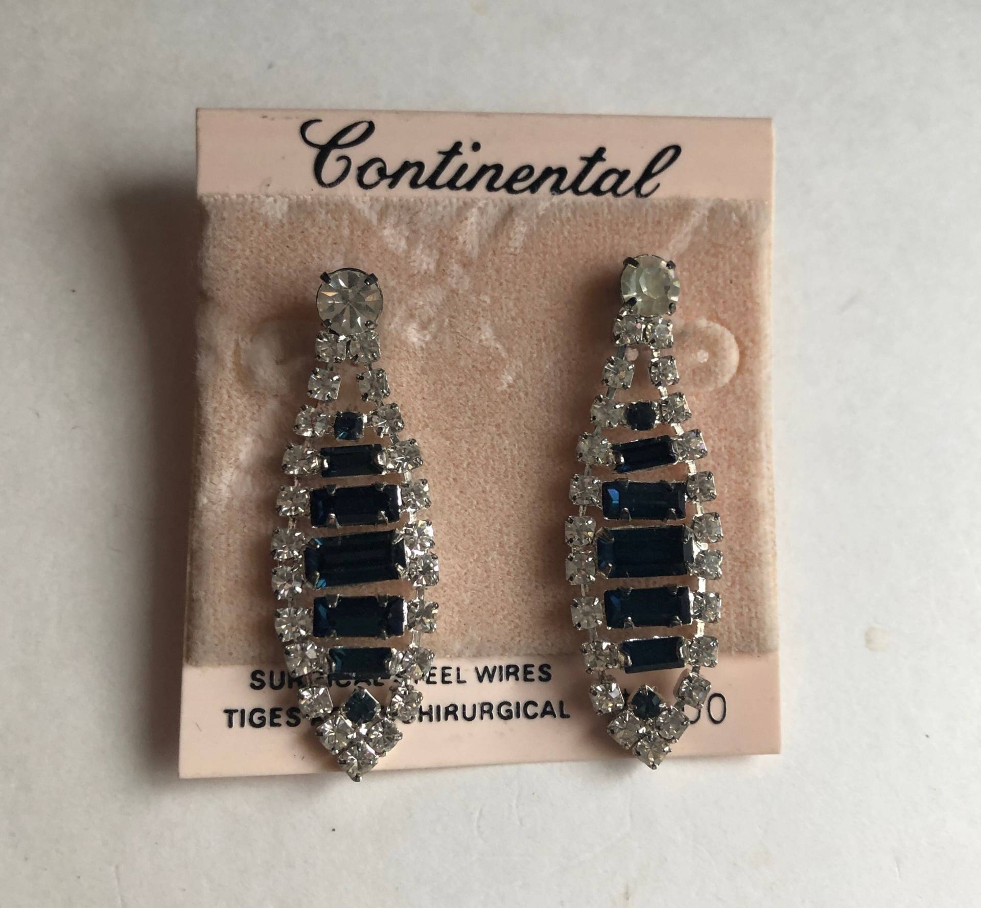 Vintage Continental Sapphire Blau Und Kristall Strass Post Zurück Baumelnde Ohrringe von VintagePrairieGems