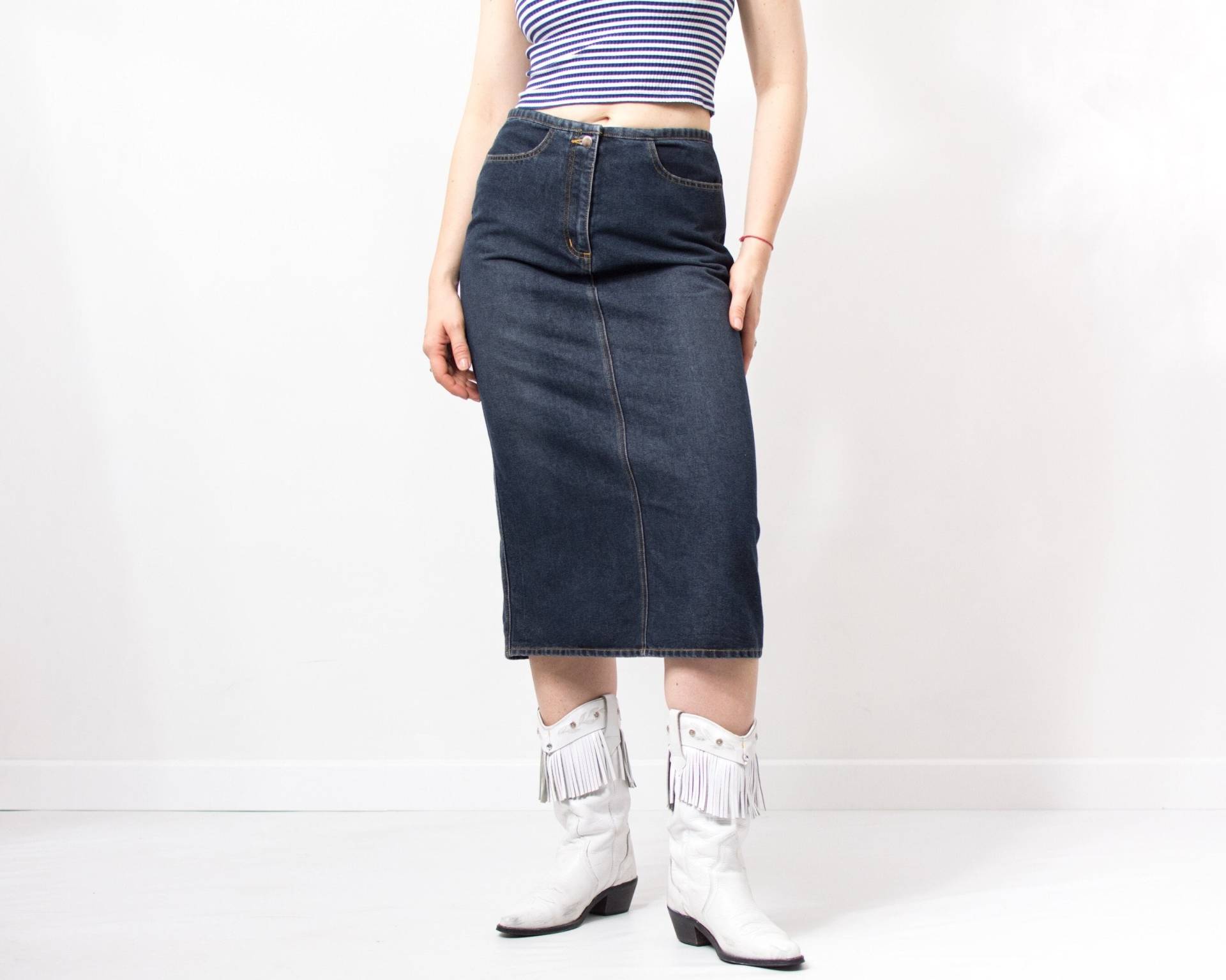 Vintage Y2K Midi Jeansrock Damen Größe M/L von VintageShopGertrude