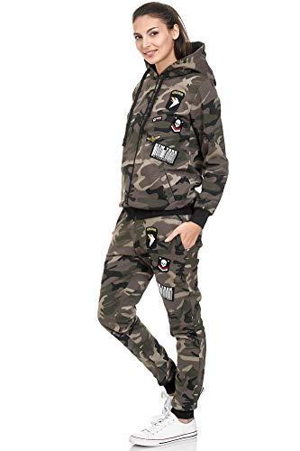 Violento Damen Jogging-Anzug | USA-Patches 685 (XXL, Khaki/Camouflage) von Violento