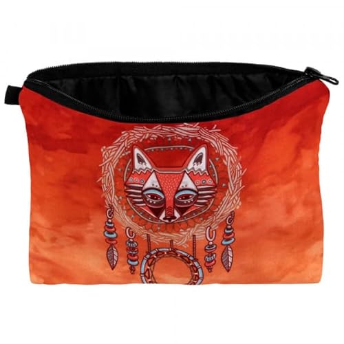 Viper Fashion Kosmetiktasche Kulturbeutel Kulturtasche mit Reißverschluss Beautycase Kulturbeutel Traumfänger Fuchs Federn Multicolor von Viper Fashion