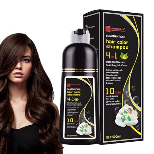 Sofort-Haarfarben-Shampoo | Sofortiges Shampoo für schwarzes Haar,farbshampoo Black Hair Dye Shampoo für Gegen Graue Haare Männer Frauen,100% Grauhaarabdeckung von Virtcooy