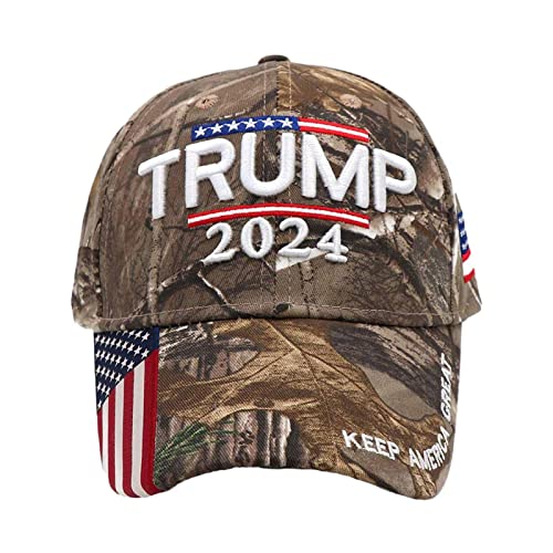 Virtcooy Donald Trumps Hut 2024 | Trump 2024 Mütze, Trump-Mütze mit Verstellbarer Schnalle, Schirmmütze mit amerikanischer Flagge, bestickte Mütze, Camo USA bestickte verstellbare Baseballkappe von Virtcooy