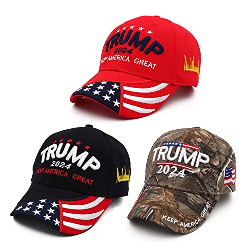 Virtcooy Donald Trumps Hut 2024 | Trump 2024 Mütze, Trump-Mütze mit Verstellbarer Schnalle, Schirmmütze mit amerikanischer Flagge, bestickte Mütze, Camo USA bestickte verstellbare Baseballkappe von Virtcooy