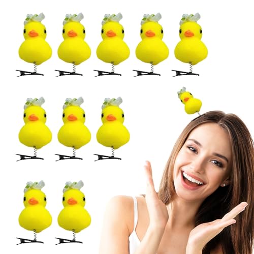 Virtcooy Haarnadel in Entenform, Enten-Plüsch-Haarnadel, Gelbe Ente Plüsch Haarspangen, 10 Stück gelbe Entlein-Haarspange, Haarschmuck für Mädchen, Frauen von Virtcooy