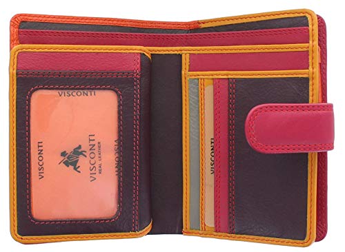 Visconti Rainbow Leder Damen b枚rse Stil RB51 RFID-Blockierung, Orange / mehrfarbig (Orange) - RB51_ac von VISCONTI