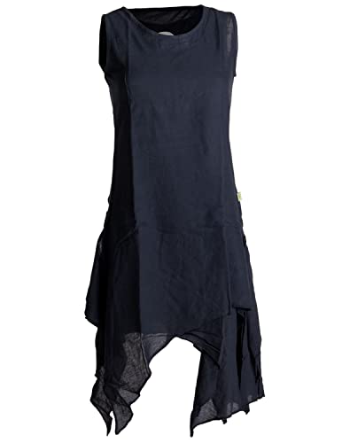 Vishes - Alternative Bekleidung - Ärmelloses Zipfeliges Lagenlook Kleid/Tunika aus handgewebter Baumwolle schwarzuni 40 von Vishes