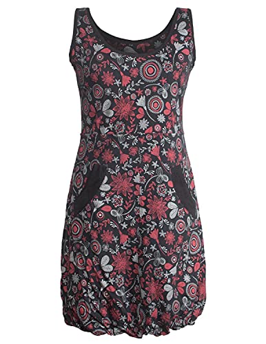 Vishes - Alternative Bekleidung - Ärmelloses mit Blumen Bedrucktes Ballonkleid mit Taschen schwarz 40 von Vishes