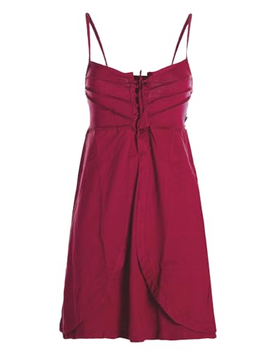 Vishes - Alternative Bekleidung - Damen Babydoll-Kleid Tunika-Kleid Sommerkleid verstellbare Träger dunkelrot 38 von Vishes