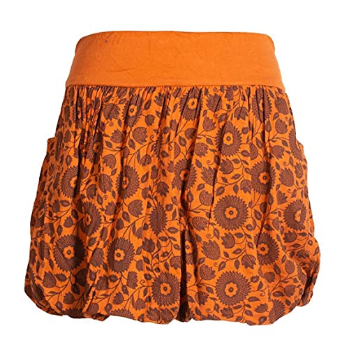 Vishes - Alternative Bekleidung - Damen Ballon-Rock aus Baumwoll-Jersey mit Blumen-Druck und Taschen orange 44 von Vishes