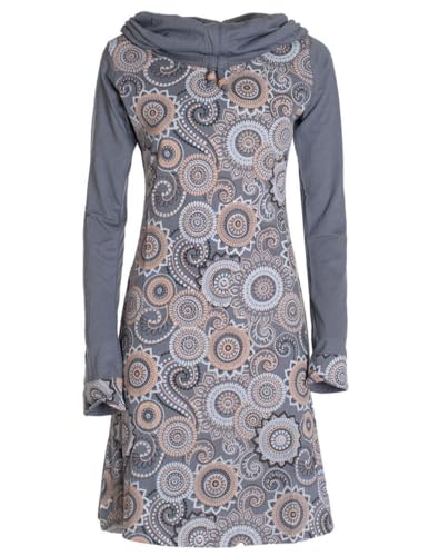 Vishes - Alternative Bekleidung - Damen Lang-arm Kleid Schal-Kleid Winterkleider Baumwollkleid grau 34 von Vishes
