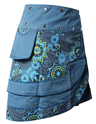 Vishes - Alternative Bekleidung - Damen Wickelrock Rock zum Wickeln mit Druckknöpfen Mandala Blumen türkis 36-46 Vishes - Alternative Bekleidung - Damen Wickelrock Rock zum Wickeln mit Druckknöpfen Mandala Blumen türkis 36-46 von Vishes